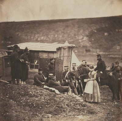 Party of French and English Troops in the Camp of the 4th Dragoon Guards, from an album of 52 photographs associated with the Crimean War by Roger Fenton